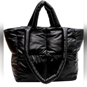 New black puffer tote